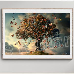 Butterflies Tree of Life Print 17x11 Art Print by Denardai